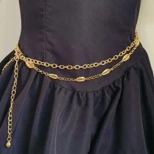 Women double layer metal waist chain bohemian style shell charm body jewelry for dress