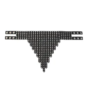 Punk stijl zwart PU leer genaaid kraag stropdas harnas mode accessoire voor feest.