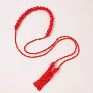 Boho Ethnic Style Cotton Linen Waist Belt For Women Handmade Tassels Beaded Long Waist Rope Dress Accessories