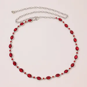 Elegant women rhinestone waist chain silver metal crystal belt fashion body jewelry accessories