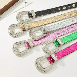 Rhinestone western belt sparkle glitter belt sparkly bling waist belt for women fashion