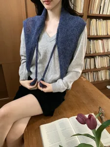 Chal triangular de punto estilo coreano otoño mujer bufanda capa versátil de moda bonita