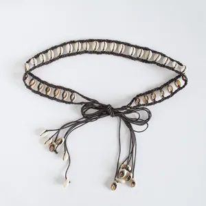 Summer bohemian women cowrie shell woven belt handmade braided waist rope decorative accessory