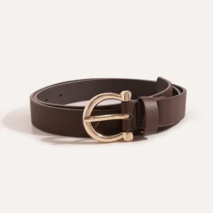 Women's Casual Minimalist Faux Leather Belt Fashion Horseshoe Buckle Waistband