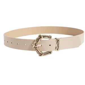 Women Chic Vintage Gold Buckle PU Leather Belt Elegant Casual Waistband Accessories