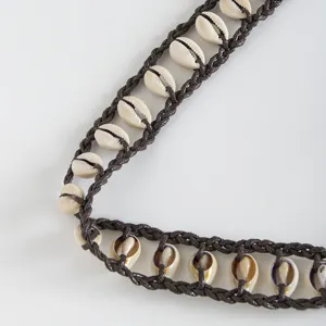 Woven shell waist belt for women bohemian summer beach dress accessory handmade natural cowrie
