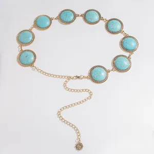 Vintage Türkis Metall Taillenkette für Damen, böhmische Gürtelkette Kleidung Schmuck.