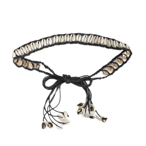 Boho handmade cowrie shell woven waist chain summer beach bohemian belt for women.