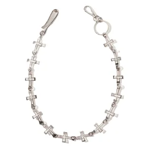 Silver metal cross pants chain hip hop punk waist chain edgy gothic streetwear jewelry