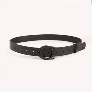 Ceinture femme en cuir noir avec boucle serpent anneau style western mode accessoire quotidien chic