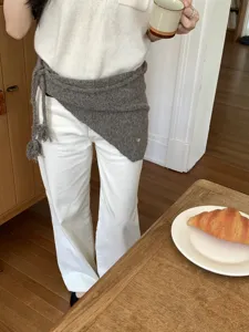 Estilo coreano bufanda triangular de punto mujeres otoño moda versátil envoltura de cintura