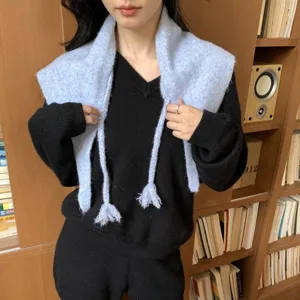 Estilo coreano bufanda triangular de punto mujer otoño moda chal multifuncional abrigo cálido