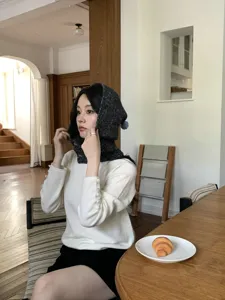 Korean style knitted balaclava winter warm hooded scarf integrated ear protection hat women