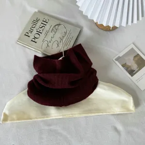 Tour de cou tricoté chaud d'hiver couleur unie coupe-vent écharpe douce confortable femme