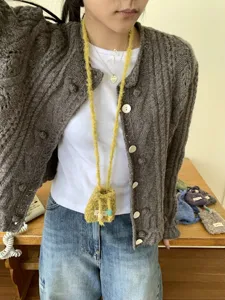 Mini bolso cruzado de punto lindo bolso de lana para mujeres otoño invierno moda auricular monedero