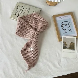 Κορεάτικο μονόχρωμο πλεκτό σταυρωτό κασκόλ γυναικών φθινόπωρο χειμώνας ζεστό