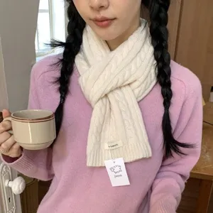 Women thick warm cable knit wool winter scarf stylish cozy winter neck warmer accessory