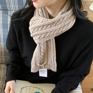 Cozy classic beige cable knit wool winter scarf for women thick warm fashion neck warmer!