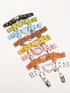 Punk style heart metal spiked leg garter set, multi-color adjustable thigh ring for women.