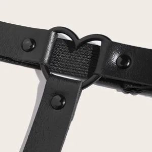 Black heart ring leg garter punk style elastic adjustable thigh strap product detail view