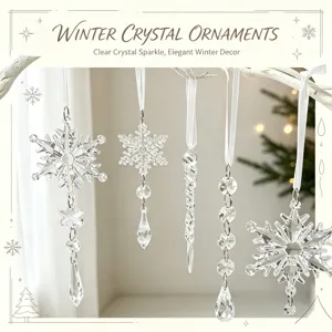 Navidad acrílico cristal copo de nieve carámbano colgante elegante decoración de invierno