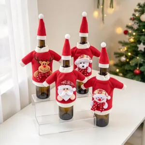 Simpatica copertura per bottiglia di vino di Natale maglione lavorato decoro festivo