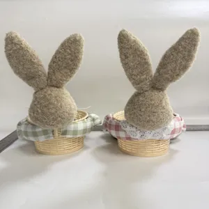 Osterhase Süßigkeiten Korb Plüschtier Rattan Aufbewahrungskorb für Fest Party Deko
