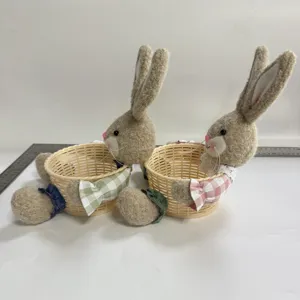 Osterhase Süßigkeitenkorb Plüschtier Weidenkorb Aufbewahrungskorb für Osterei Deko