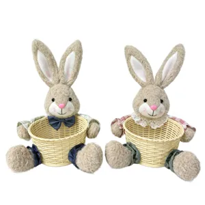 Osterhase Kuscheltier Süßigkeiten Korb Rattan Aufbewahrung Korb Dekoration Osterfest Deko