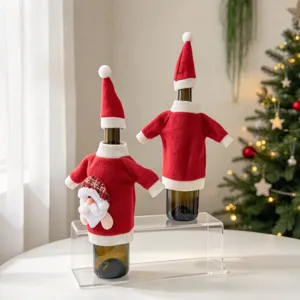 Natale vino bottiglia copertina simpatico Babbo Natale maglione festa tavolo decoro regalo