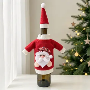 Copertura bottiglia di vino Natale maglione Babbo Natale decorazione festa casa dettaglio
