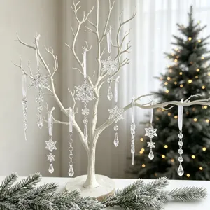 Navidad acrílico copo de nieve carámbano colgantes conjunto para decoración de árbol festivo