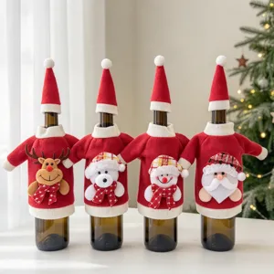 Copribottiglia di Vino di Natale Babbo Natale Pupazzo di Neve Renna Orso Mini Maglione Cappello Xmas Cena Festa Decorazione
