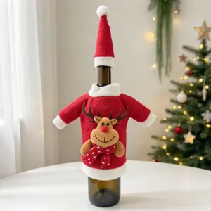 Copribottiglia di vino Natale morbido peluche renna maglione decorazione tavola regalo