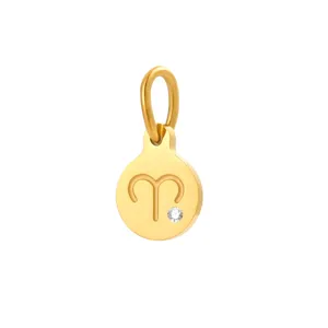 Stainless steel Aries zodiac sign pendant charm with birthstone crystal for DIY jewelry accessory