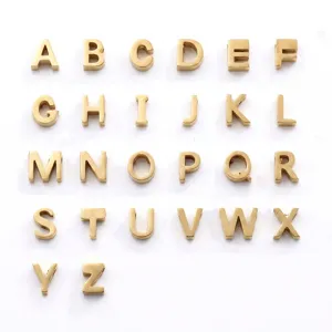 Dijes de Letras del Alfabeto de Acero Inoxidable Pulido Espejo Chapado Al Vacío Colgantes Iniciales para Fabricación de Joyas DIY Accesorios de Collares