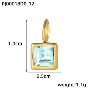 Square stainless steel birthstone pendant charm DIY necklace bracelet jewelry accessory 1.0x0.5cm
