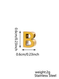 Colgante letra B de acero inoxidable dorado, dije brillante de 0.6cm para hacer joyas.