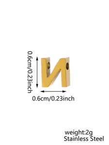 Colgante de letra de acero inoxidable dorado pulido accesorio de joyería DIY 0.6cm