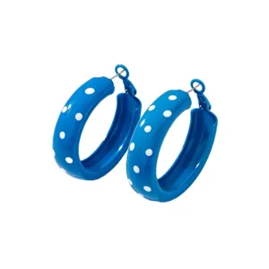 Rétro boucles d'oreilles créoles en métal à pois blancs mode bijoux géométriques