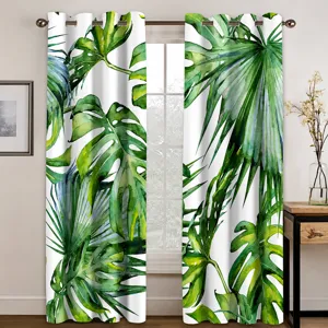 Modern Digital Printed Rod Pocket Curtain Polyester Peach Skin Fabric Landscape Floral Animal Pattern Window Drapes Room Decor