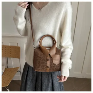 Bolso de mano para mujer estilo camisa con estampado de leopardo bolso bandolera chic.