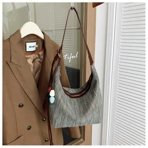 Sac à bandoulière tissé à la main sac fourre-tout rétro décontracté grande capacité pour femmes