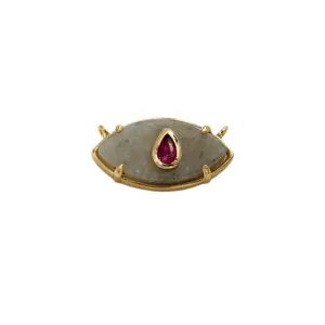 Pendentif goutte labradorite naturelle motif mauvais oeil dore pour creation bijoux DIY.