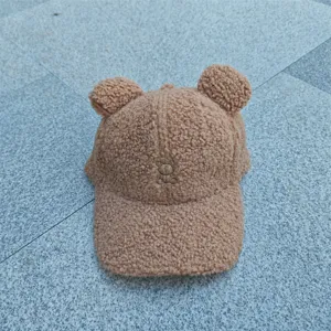 Casquette de baseball en polaire douce avec oreilles d'ours bonnet chaud hiver unisexe