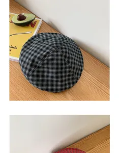 Boina de cuadros retro japonesa mujer verano delgado transpirable sombrero pintor