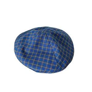 Boina a cuadros azules para mujer, sombrero de pintor de verano transpirable retro vista principal.