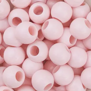 10-16mm acrilico grande foro perle rotonde, rosa diy artigianato perline per lacci e borse ciondoli.
