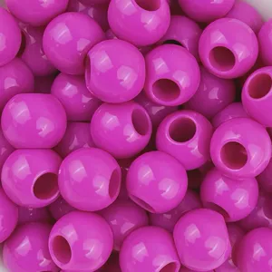 Dettaglio perline acriliche foro grande, perline rosa lucide per fai da te artigianato