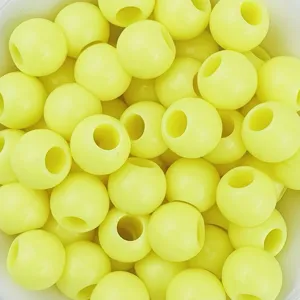 Perline tonde in acrilico giallo con grandi fori per artigianato fai da te e accessori.